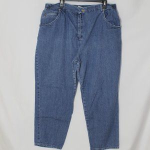 HUNTERS RUN Vintage Blue Denim Jeans Size 18 Elastic Waistband Pockets Straight